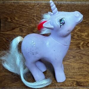 HASBRO My Little Pony G1 Powder Purple Unicorn Silver Snowflakes Vintage 1984